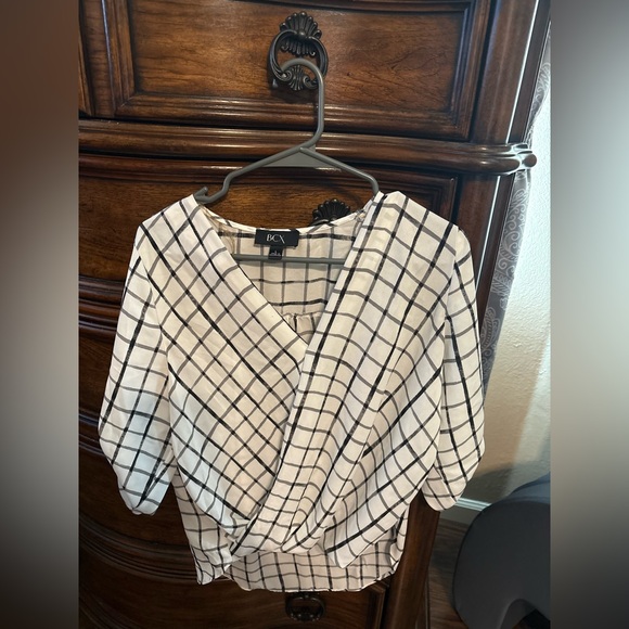 BCX Women's Black and White Checkered Blouse - Picture 1 of 2